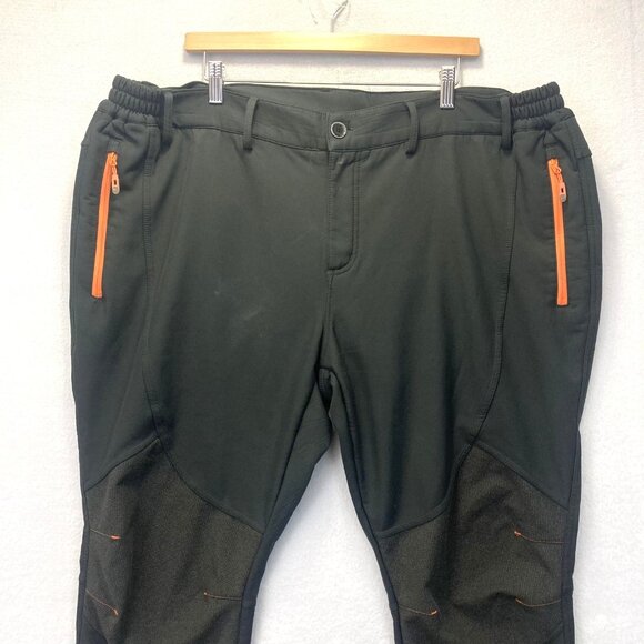 Gash Hao Fleece Lined Softshell Pants Mens 44x32 Black Snow Ski Reinforced Knees - Picture 3 of 16